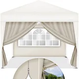 tillvex® 2X Seitenwand beige für Pavillon 3x3m & 3x6m | Faltpavillon Seitenteile wasserabweisend | Seitenfenster & Reißverschluss | Seitenwände... - Beige