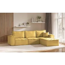 Fun Möbel Ecksofa Modulsofa 3-teilig SANDE Stoff Raven Honiggelb Ottomane Rechts