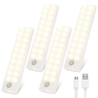 Tolare LED Schrankbeleuchtung Mit Bewegungsmelder, Einstellbare Helligkeit Schrankleuchte 20 LEDs, Unterbauleuchte Sensorleuchte Schranklicht Nachtlicht Für Schrank Treppen Flur - Warmweiß (4 Pack)