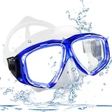 OPAMOO Taucherbrille Erwachsene Schwimmbrille Anti Fog Ohne Leakage Schnorchelbrille UV Schutz 180° Weitsicht Einfach zu anpassen Tauchmaske für Damen und Herren (Blau)
