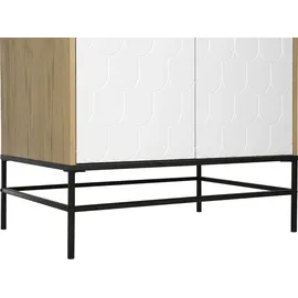 Andas Drehtürenschrank Fräsungen in den Fronten, goldene Griffe, Breite 80 cm, FSC®,