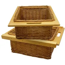 MONSTER SHOP 2 x Ausziehbare Schrankkörbe Weidenkörbe 50 x 50 x 50 cm Braun