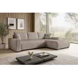 storez24 Eckcouch Cordstoff 2-Sitzer Braun