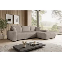 storez24 Eckcouch Cordstoff 2-Sitzer Braun