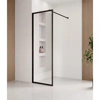 Duschwand Georgia 60 x 200cm Glas Duschabtrennung Schwarz - Walk-In Dusche Nano Duschtrennwand