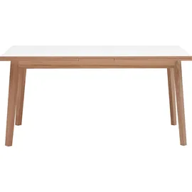 Hammel Furniture Esstisch HAMMEL FURNITURE "Basic Single, ausziehbar 120-220cm, mit innenliegenden Einlegeplatten", weiß (weiß, naturfarben, naturfarben, weiß), B:120cm H:76cm T:80cm, Tischplatte: Weißes Melamin mit weiß pigmentierter Eichenkante (Mattlack), Gestell: