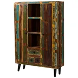 Massivmoebel24 Highboard Altholz 115x40x170 mehrfarbig lackiert SIXTIES #108 | 2 Jahre Gewährleistung | mind. 14 Tage Rückgaberecht - Bunt