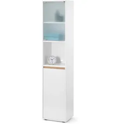 Tchibo - Hochschrank - 40x35x185cm - braun - Holz / Glas