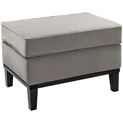 Pouf FINK "MAXIM", grau (zink), B:70cm H:50cm T:50cm, Poufs, mit schmalem Holzsockel, abnehmbarem Kissen mit Kederverzierung