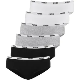 Puma Hipster 6er Pack - Soft Cotton Stretch, ECOM Grau/Weiß/Schwarz M