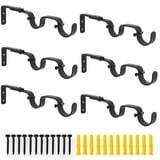 AddGrace Doppelte Gardinenstangen-Halterung, robust, verstellbar, 6 Stück für 2,5 cm lange Gardinenstangen (schwarz)