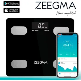 Zeegma Gewit Personenwaage Waage mit Körperfett Personenwaage Digital Analyse von bis zu 17 Körperparametern präzise Messung LCD Gewichtsmessbereich bis zu 200 kg