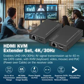 Digitus DS-55357 HDMI®, HDMI® Eingang, USB, USB-A, USB-A (USB 1.1), RJ45 HDMI Extender über Netzwerkkabel RJ45 40 m
