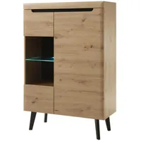 Furn.design Vitrine Eiche Artisan, schwarz Highboard skandinavisch 90 x