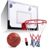 Goplus Basketballkorb, mit Ring und Netz, Basketballboard, Basketballbrett, Basketballring an der Tür