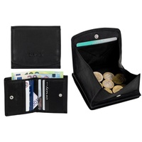 CA$H Geldbörse Wiener Schachtel aus weichem Leder mit Schüttelfach für Münzen, Kleingeldfach läßt sich weit öffnen schwarz