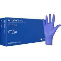 Nitrylex Basic Einweg-Nitrilhandschuhe, schützende Untersuchungshandschuhe, puderfrei, unsteril, Blau, Größe XL (9-10), beidhändig tragbar, strukturierte Fingerkuppe, dispenser box 100 Stk