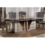 Casa Padrino Luxus Barock Esstisch Grau / Dunkelbraun / Gold - Rechteckiger Barockstil Küchentisch - Luxus Esszimmer Möbel im Barockstil - Barock... - Grau