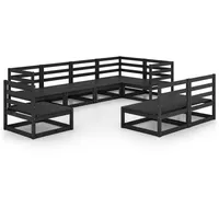 VidaXL 8-tlg. Garten-Lounge-Set Schwarz Massivholz Kiefer