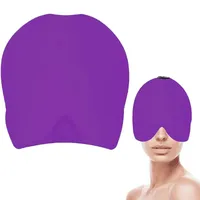 Migräne Mütze, Migräne Maske, Kühlmaske Migräne, Gel Kühlmütze Headache Relief Cap, Dehnbare Cold Therapy Schlafmaske, Maske Mütze Relief Cap für Kopfschmerzen Geschwollene Augen Stressabbau, Lila