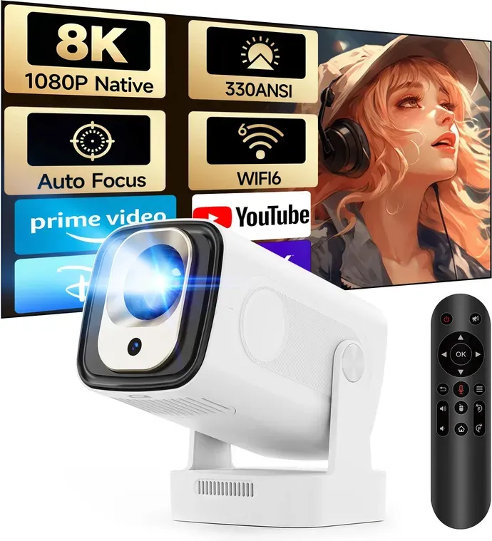 Magcubic Autofokus HY310 4K HD 1080P Mini-Beamer mit 330 ANSI, Android 11, tragbarem Kino, 5 W Lautsprecher, Air Mouse und Sprachsteuerung