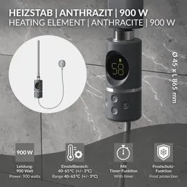 luxebath ML-Design Heizstab 900 W mit Thermostat und LCD-Display