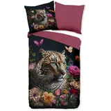 Muller Textil Borra Blumen Schwarz/Rosa 135 x 200 cm + 2 x 80 x 80 cm