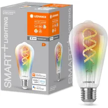 LEDVANCE SMART+ WIFI LED-Lampe, Weißglas, 4,8W, 470lm, Edison-Form mit 64mm Durchmesser & E27-Sockel, regulierbares Farb- & Weißlicht, dimmbar, steuerbar per App oder Sprachsteuerung, gute Lebensdauer