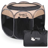 BIGWING Style Welpenlaufstall/Tierlaufstall/Hundehütte/Welpenauslauf/Laufstall für Hunde/Katzenhaus/Wasserdichtes Zelt für Kleintiere wie Hunde, Katzen (L,Beige)