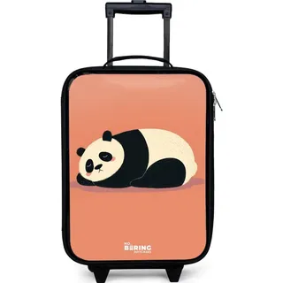 NoBoringSuitcases.com© Kinderkoffer mit leuchtende Räder - Panda - Schlafend - Orange, 2 Rollen, Kinder Koffer Klein, Trolley Handgepäck, Reisekoffer bunt