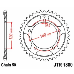 JT SPROCKETS Standard-Stahlkrone 1800 - 530