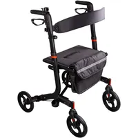 RIDDER Rollator Comfort Plus leicht schwarz zusammenklappbar mit Tasche und LED