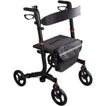 RIDDER Rollator Comfort Plus leicht schwarz zusammenklappbar mit Tasche und LED