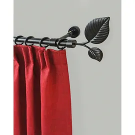GARESA Gardinenstange GARESA "BLATT", schwarz, L:110cm Ø:20mm, Kunststoff, Metall, Gardinenstangen, Vorhanggarnitur, Kunststoff, verlängerbar, mit Ringe