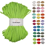 Sznurkomania, Geflochtene Baumwollkordel 5mm 100m, 46 Farben, Häkelkordel, Makramee Kordel, Makramee Garn, Premium Garn, Makramee Seil, (Limette)