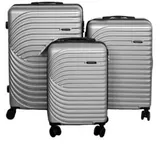 3er Kofferset mit 360° Rollen, Teleskopgriff und praktischer Innenaufteilung Silber-Grau