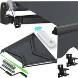 Kesser KESSER® Elektrische Gelenkarmmarkise mit Fernbedienung Markise Gelenkmarkise Terrassenmarkise Klemmmarkise Sonnenmarkise inkl. Wandhalterung Sonnenschutz Balkonmarkise wasserabweisender