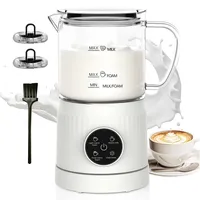 Milchaufschäumer Elektrisch 4 in 1, Automatischer Milchwärmer Milchschäumer für heiß und kalt, Glas, Schaum Maker für Kaffee Latte, Cappuccino