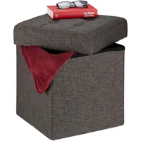 Relaxdays Sitzhocker mit Stauraum Polyester 38 x 41 x 38 cm Braun
