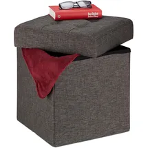 Relaxdays Sitzhocker mit Stauraum Polyester 38 x 41 x 38 cm Braun