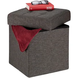 Relaxdays Sitzhocker mit Stauraum Polyester 38 x 41 x 38 cm Braun