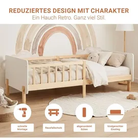 Homestyle4u Kinderbett 2604 90 x 200 cm Kiefer massiv weiß