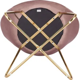 Woltu Esszimmerstühle 2er Set, Polsterstuhl Wohnzimmerstuhl aus Samt, Goldene Metallbeine, Rosa