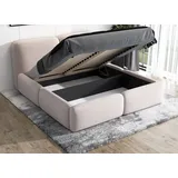 mebloland Polsterbett OLKE -OM 90 x 200 mit Bettkasten. Farbe: Grau - Grau