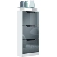 Vladon Schuhschrank, Grau, Holzwerkstoff, 46x128x23 cm, Garderobe, Schuhaufbewahrung, Schuhkipper