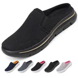 Ulicox Hausschuhe Damen Herren Clogs Slip On Pantoletten Gartenschuhe Atmungsaktive rutschfeste Bequeme Schlappen Sabots Outdoor Indoor Schwarz 42 - 42 EU