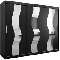 Abiks möbel MÖBEL Kryspol Schwebetürenschrank, Schwarz, Kunststoff, Nachbildung, 9