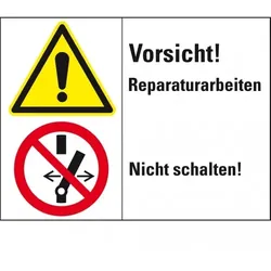 Dreifke® Kombischild mit Symbolen Vorsicht!Reparaturarbeiten..., Folie, selbstklebend, 200x150mm