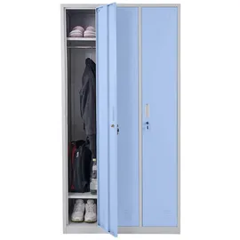 Proregal Garderobenschrank Metall 180x90x50 cm blau 3 Fächer
