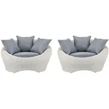 vente-unique Gartensessel 2er-Set Loungemöbel Elfenbeinweiß